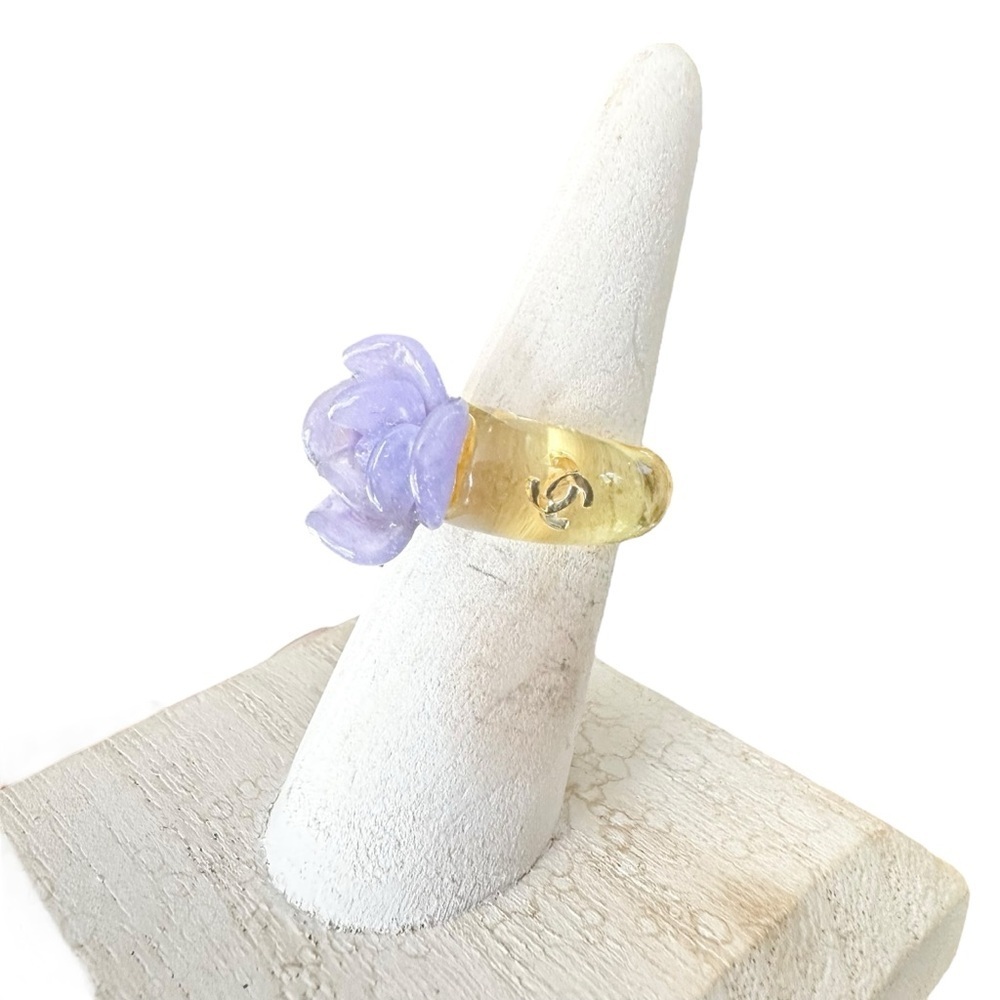 Chanel Purple Camellia Flower Ring 6.5 - Picture 5 of 15